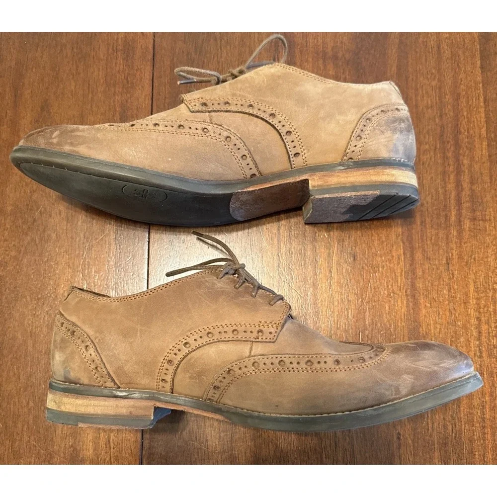 Clarks Cushion Plus Brown Leather Wingtip Brogue Oxford Dress‎ Shoes Mens US 10